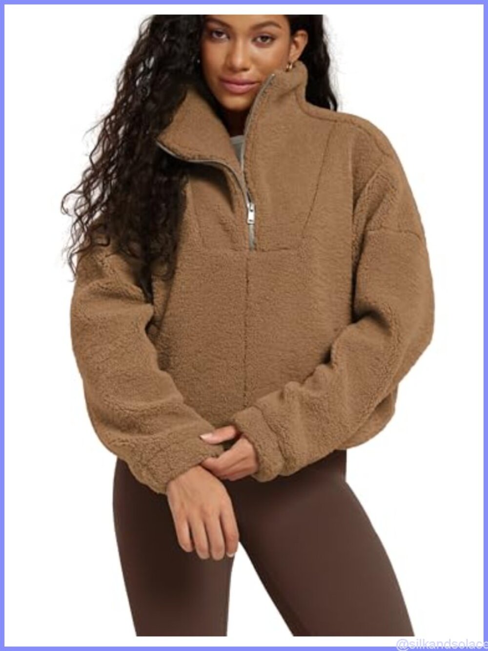 Sherpa Fleece Half-Zip Pullover Sweatshirt with Pockets